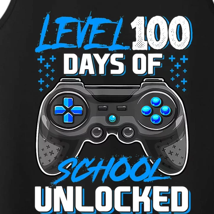 Level 100 Days Of School Unlocked Gamer Video Games Boys Performance Tank