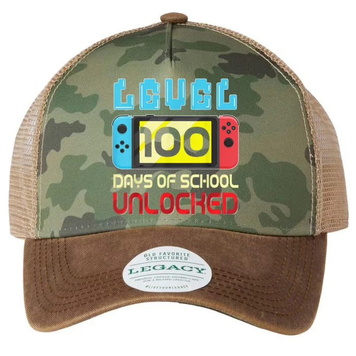 Level 100 Days Of School Unlocked Gamer Video Games Legacy Tie Dye Trucker Hat