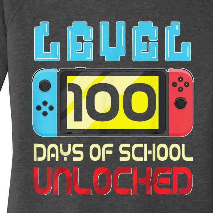 Level 100 Days Of School Unlocked Gamer Video Games Women's Perfect Tri Tunic Long Sleeve Shirt