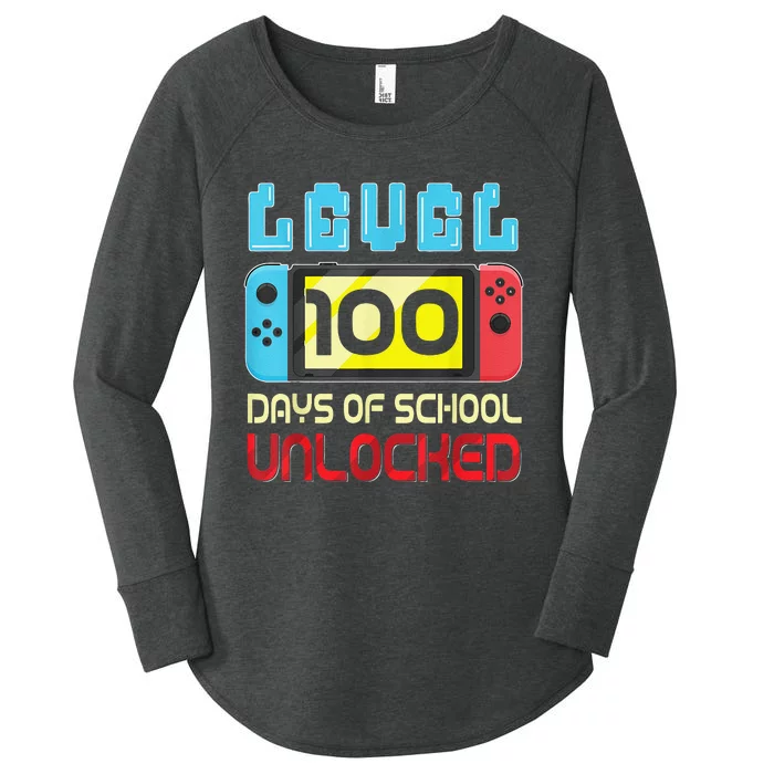 Level 100 Days Of School Unlocked Gamer Video Games Women's Perfect Tri Tunic Long Sleeve Shirt