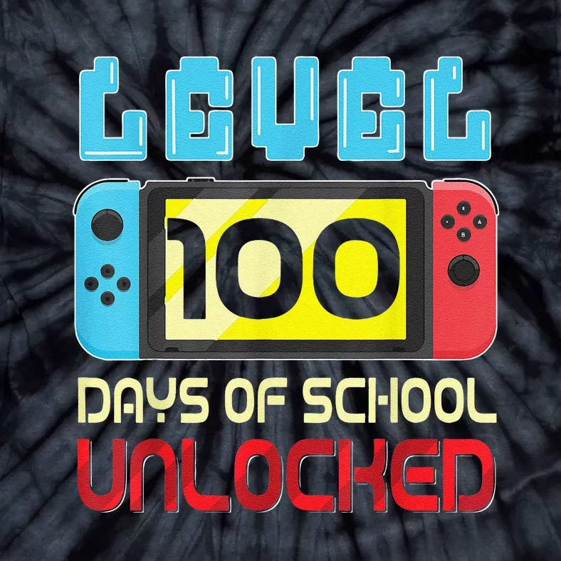 Level 100 Days Of School Unlocked Gamer Video Games Tie-Dye T-Shirt