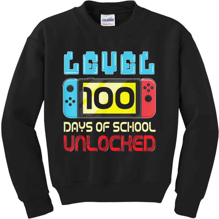 Level 100 Days Of School Unlocked Gamer Video Games Kids Sweatshirt