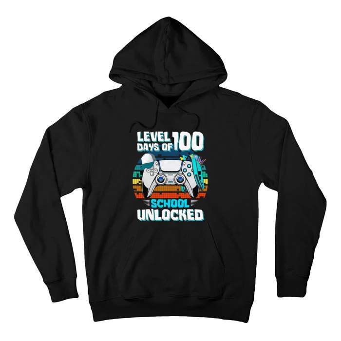 Level 100 Days Of School Unlock Teacher Student Boys Gamer Tall Hoodie