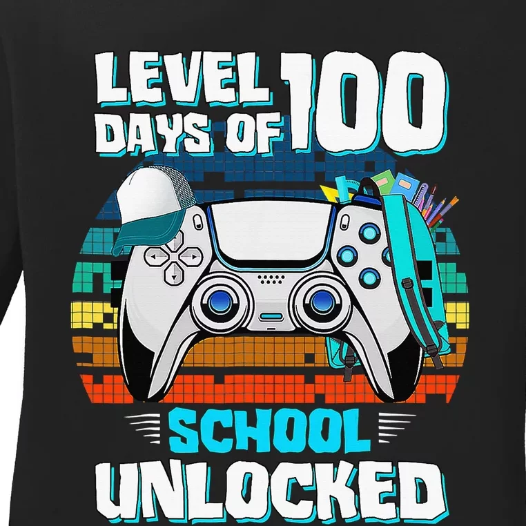 Level 100 Days Of School Unlock Teacher Student Boys Gamer Ladies Long Sleeve Shirt