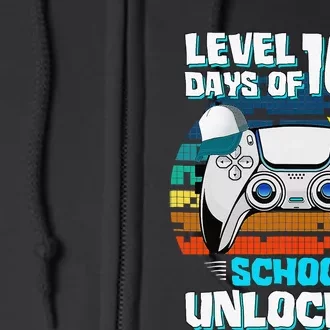 Level 100 Days Of School Unlock Teacher Student Boys Gamer Full Zip Hoodie