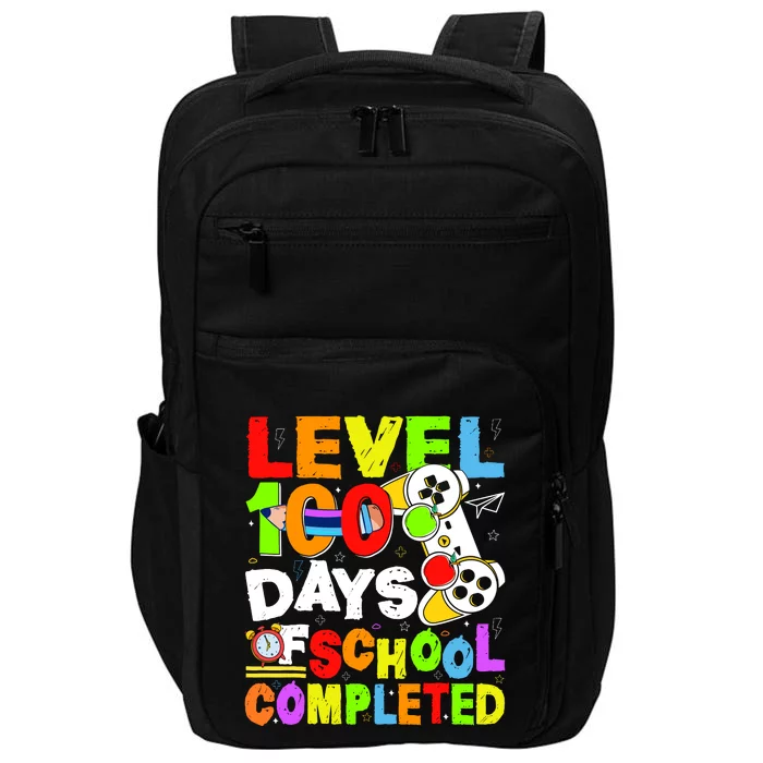 Level 100 Days Of School Completed Funny 100th Day Gaming Impact Tech Backpack