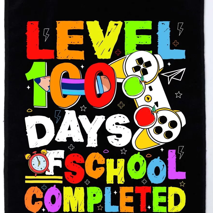 Level 100 Days Of School Completed Funny 100th Day Gaming Platinum Collection Golf Towel