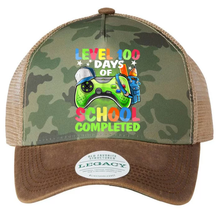 Level 100 Days Of School Completed Video Games Gamer Legacy Tie Dye Trucker Hat