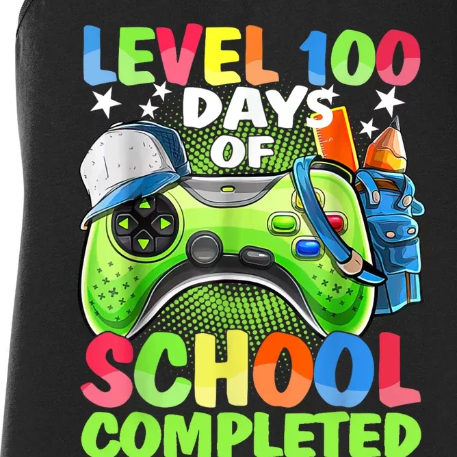 Level 100 Days Of School Completed Video Games Gamer Women's Racerback Tank