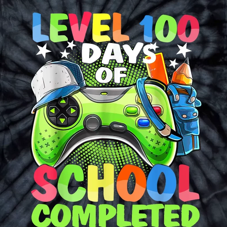 Level 100 Days Of School Completed Video Games Gamer Tie-Dye T-Shirt