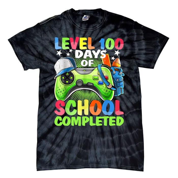 Level 100 Days Of School Completed Video Games Gamer Tie-Dye T-Shirt