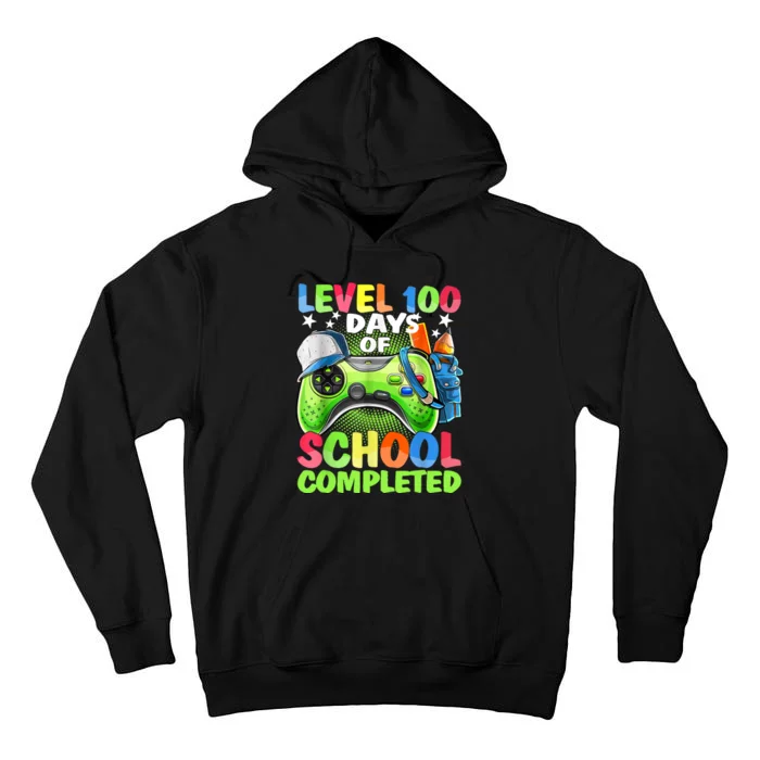 Level 100 Days Of School Completed Video Games Gamer Tall Hoodie