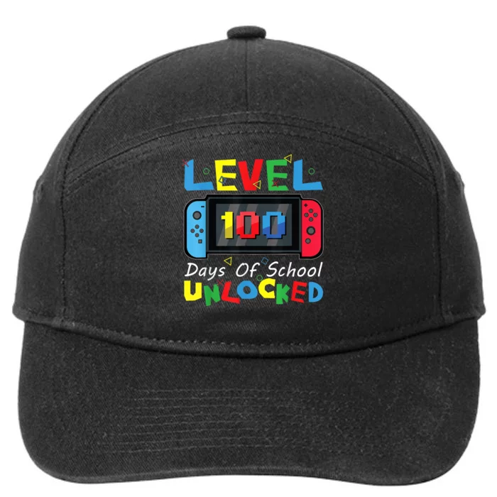 Level 100 Days Of School Unlocked Video Games Controller 7-Panel Snapback Hat