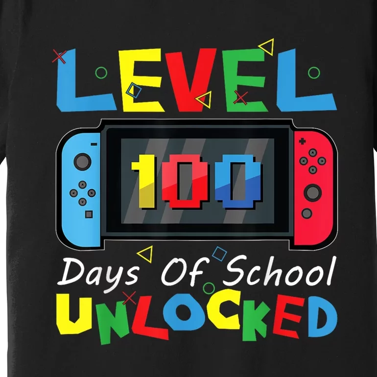 Level 100 Days Of School Unlocked Video Games Controller Premium T-Shirt