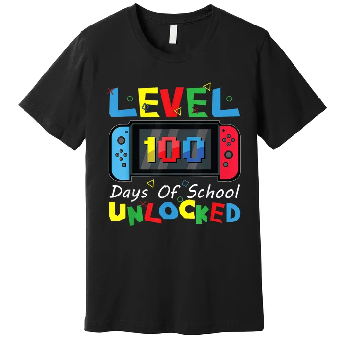 Level 100 Days Of School Unlocked Video Games Controller Premium T-Shirt