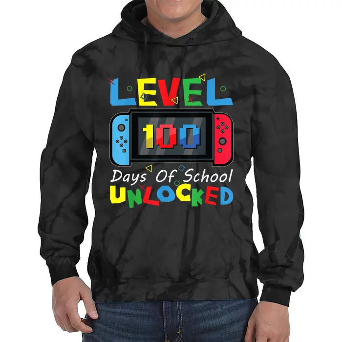 Level 100 Days Of School Unlocked Video Games Controller Tie Dye Hoodie