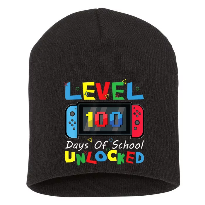 Level 100 Days Of School Unlocked Video Games Controller Short Acrylic Beanie