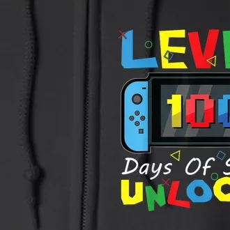 Level 100 Days Of School Unlocked Video Games Controller Full Zip Hoodie