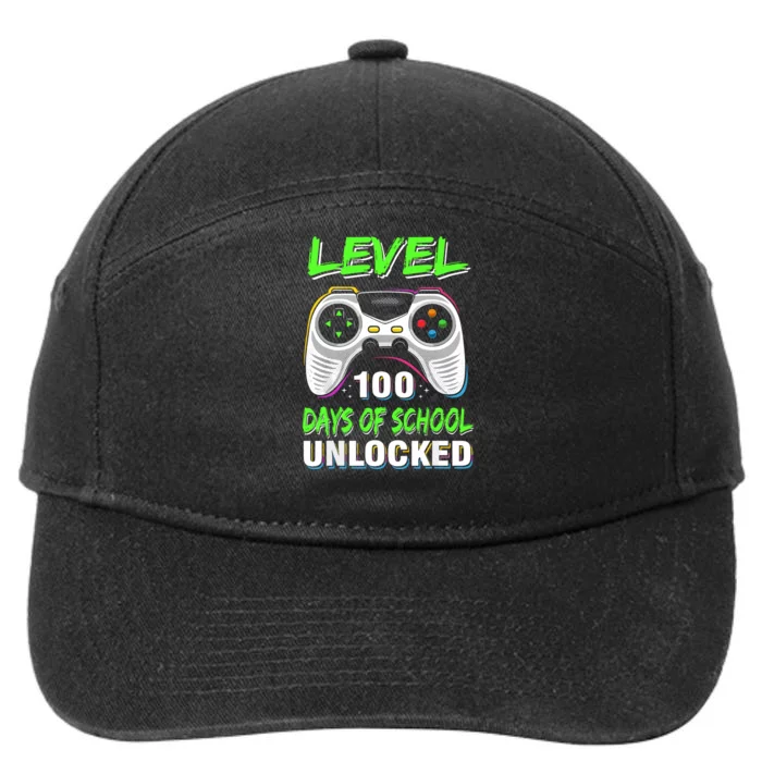 Level 100 Days Of School Unlocked Gamer Video Games 7-Panel Snapback Hat