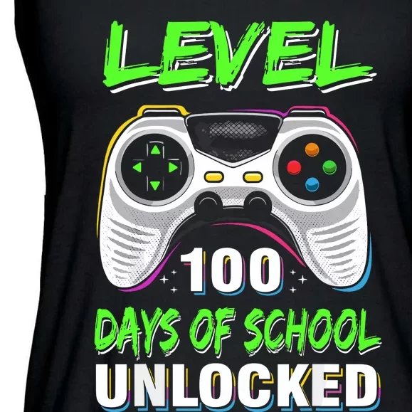 Level 100 Days Of School Unlocked Gamer Video Games Ladies Essential Flowy Tank