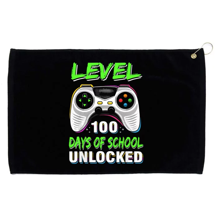 Level 100 Days Of School Unlocked Gamer Video Games Grommeted Golf Towel