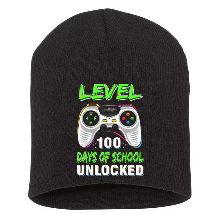 Level 100 Days Of School Unlocked Gamer Video Games Short Acrylic Beanie