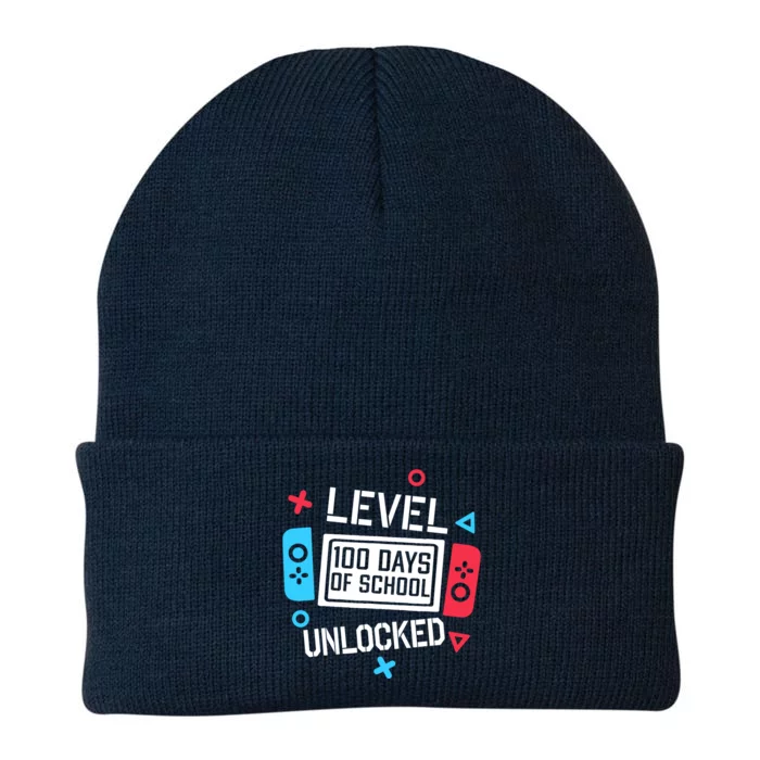 Level 100 Days Of School Unlocked Gamer Video Games Boy Knit Cap Winter Beanie