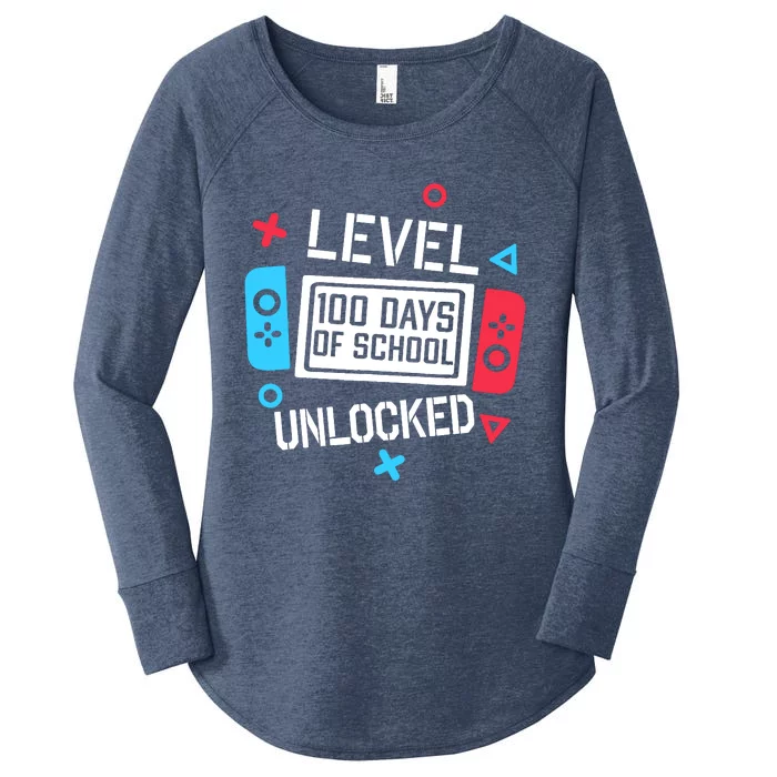 Level 100 Days Of School Unlocked Gamer Video Games Boy Women's Perfect Tri Tunic Long Sleeve Shirt