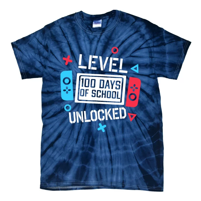 Level 100 Days Of School Unlocked Gamer Video Games Boy Tie-Dye T-Shirt