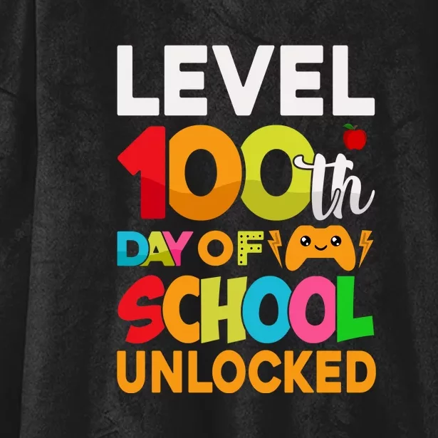 Level 100 Days Of School Unlocked Gamer Video Games Hooded Wearable Blanket