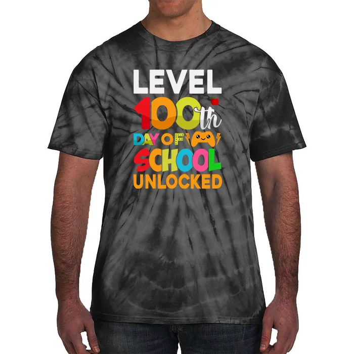 Level 100 Days Of School Unlocked Gamer Video Games Tie-Dye T-Shirt