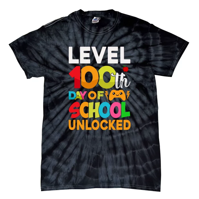 Level 100 Days Of School Unlocked Gamer Video Games Tie-Dye T-Shirt