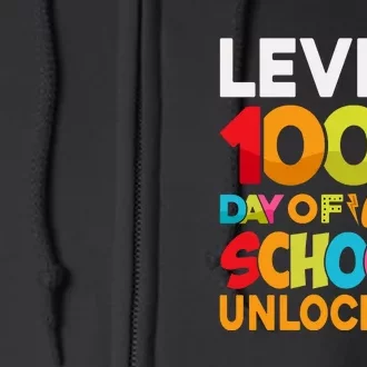 Level 100 Days Of School Unlocked Gamer Video Games Full Zip Hoodie