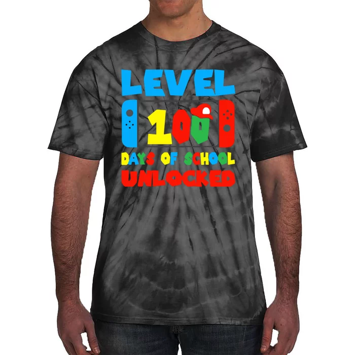 Level 100 Days Of School Unlocked Video Games Gamer Tie-Dye T-Shirt