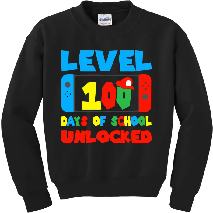 Level 100 Days Of School Unlocked Video Games Gamer Kids Sweatshirt