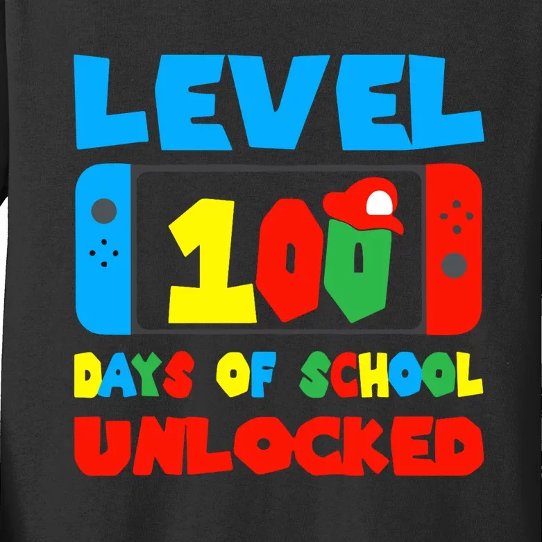 Level 100 Days Of School Unlocked Video Games Gamer Kids Long Sleeve Shirt