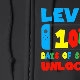 Level 100 Days Of School Unlocked Video Games Gamer Full Zip Hoodie