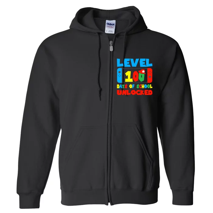 Level 100 Days Of School Unlocked Video Games Gamer Full Zip Hoodie