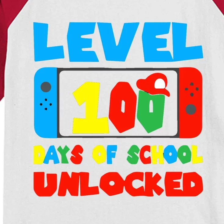 Level 100 Days Of School Unlocked Video Games Gamer Kids Colorblock Raglan Jersey