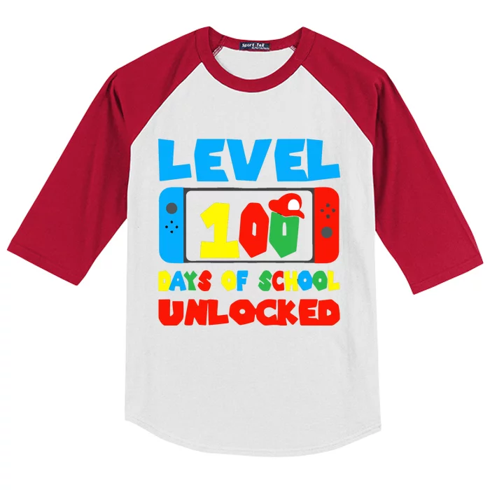 Level 100 Days Of School Unlocked Video Games Gamer Kids Colorblock Raglan Jersey