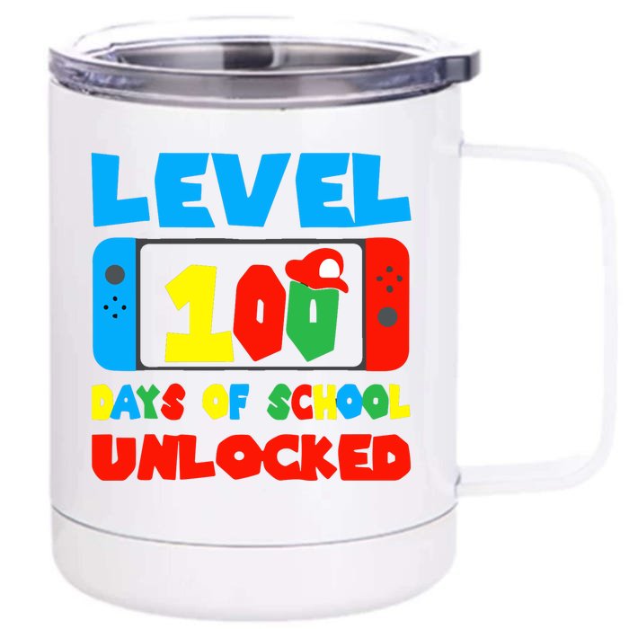 Level 100 Days Of School Unlocked Video Games Gamer Front & Back 12oz Stainless Steel Tumbler Cup