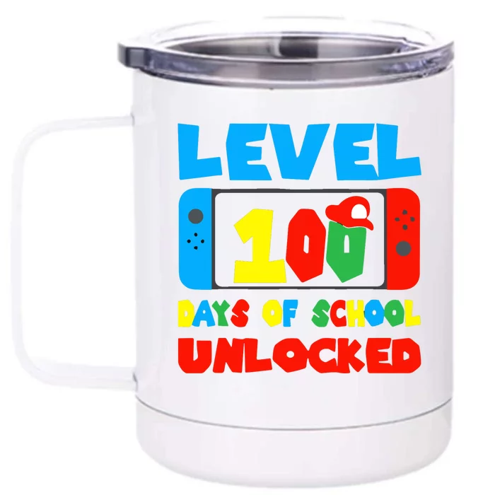 Level 100 Days Of School Unlocked Video Games Gamer Front & Back 12oz Stainless Steel Tumbler Cup