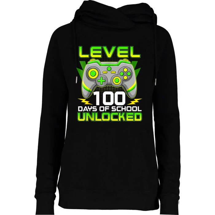 Level 100 Days Of School Unlocked Gamer Video Games Womens Funnel Neck Pullover Hood