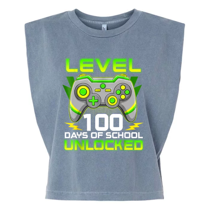 Level 100 Days Of School Unlocked Gamer Video Games Garment-Dyed Women's Muscle Tee