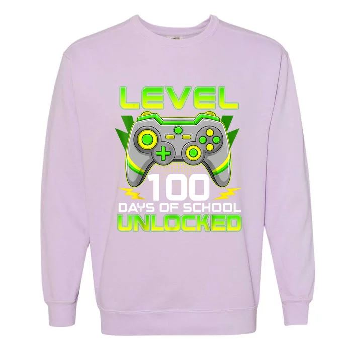 Level 100 Days Of School Unlocked Gamer Video Games Garment-Dyed Sweatshirt