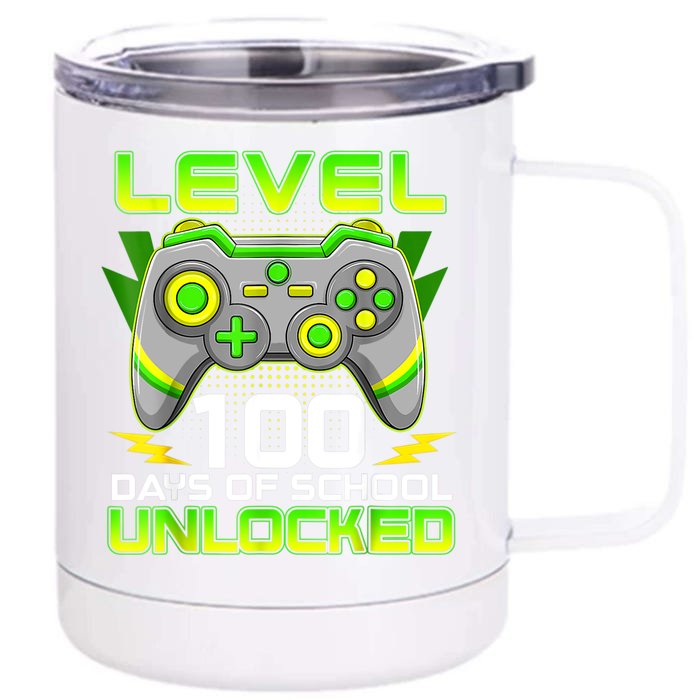 Level 100 Days Of School Unlocked Gamer Video Games Front & Back 12oz Stainless Steel Tumbler Cup