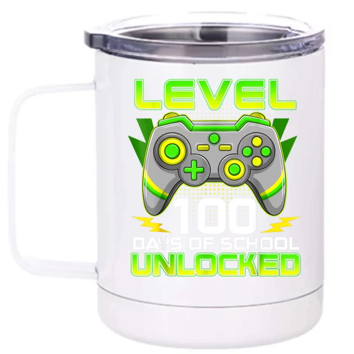 Level 100 Days Of School Unlocked Gamer Video Games Front & Back 12oz Stainless Steel Tumbler Cup