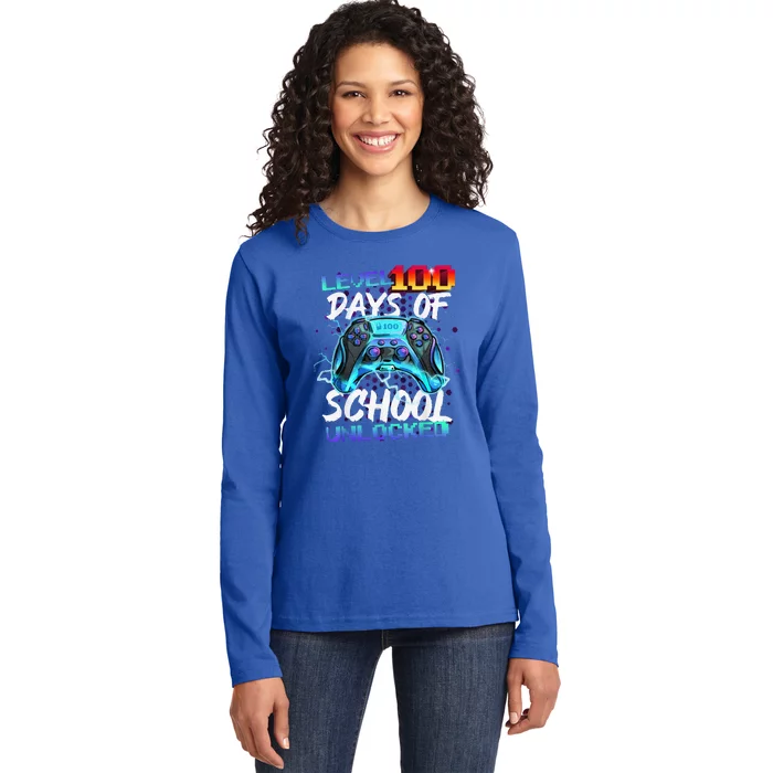 Level 100 Days Of School Unlocked Gamer Ladies Long Sleeve Shirt