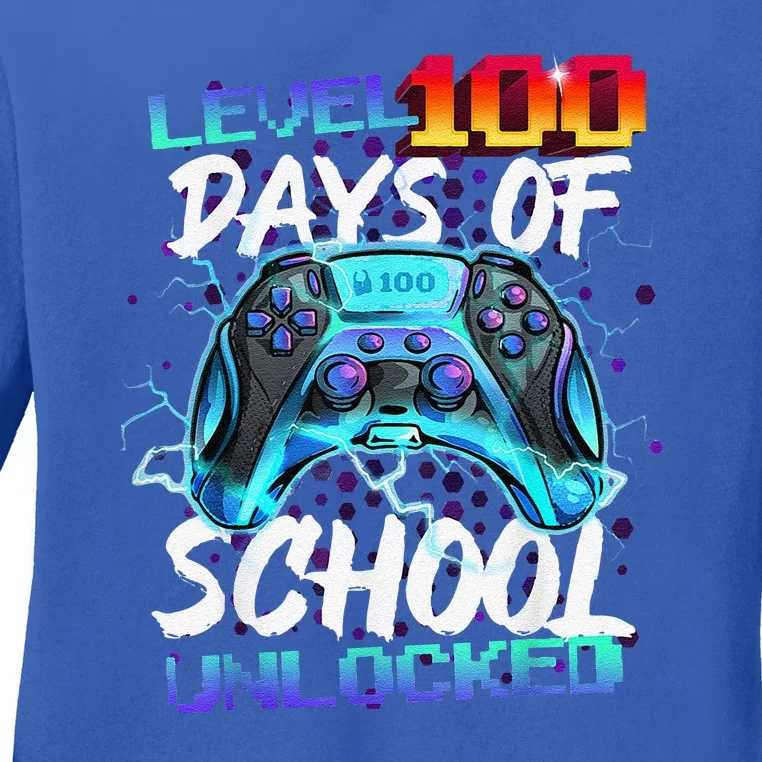 Level 100 Days Of School Unlocked Gamer Ladies Long Sleeve Shirt