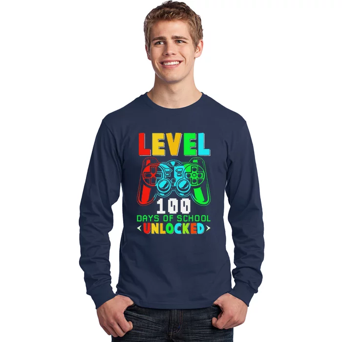 Level 100 Days Of School Unlocked Gamer Video Games Long Sleeve Shirt